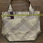 Elliott Lucca NWT INTRECCIO Woven Metallic Shoulder Bag Tote Pewter Gold Silver Photo 8