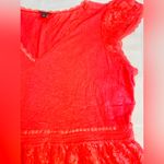 Torrid  Size 0 Pinkish-Orange V-Neck Babydoll Lace Blouse Photo 2