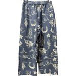 Free People NWT  Seaside Pull On Pants Indigo Rodeo Time Western Boho Wide Leg S Photo 3