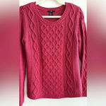 H&M Cable Knit Long Sleeve Sweater, Classic Woven Sweater, Pink/Red, Size Small Photo 3