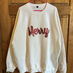 Christmas Sweater! White Sweatshirt with Red Sequin 'Merry' size XXL! Photo 0