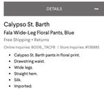 Calypso St. Barth  Silk Pants Drawstring Tassel Boho Floral Size XS Photo 3