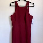 NWT Dessy Collection High Neck Backless Crepe Trumpet Gown in Burgundy 3039 Red Size 16 Photo 4