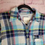 Gilly Hicks  SYDNEY PLAID BUTTON FRONT SHIRT LINEN COTTON BLEND S Photo 2