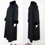 Vintage Steve by Searle black swing full length coat, vintage size 2, USA made Size L Photo 2