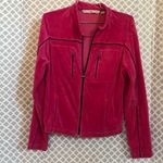 Tommy Hilfiger  hot pink navy velour zip‎ up jacket women’s size medium M Photo 3