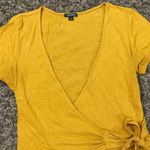 Wild Fable yellow v-neck wrap around tie side top Photo 4