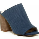 Kenneth Cole  Reaction Blue Suede Block Heel Mules Size 9 Photo 0