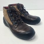 Coach Dyanne Size 7 Beige Brown Ankle Bootie Lace Up Boot Shoe Signature Logo Photo 0