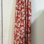 American Eagle Halter Wide leg Floral Jumpsuit Coral Orange Red Resort Smocked Photo 5