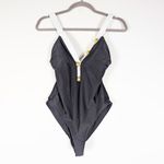 Veronica Beard Aliza Black White Button Front One Piece Swim Bathing Suit Small Photo 0