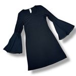 MSK Chiffon Bell Sleeve Jersey Sheath Dress Black Small Gothic Bewitched Boho Photo 10