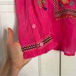 Johnny Was  Simone Raspberry Sorbet Georgette Pink Embroidered Blouse Photo 4