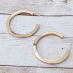 Vintage Stud Earrings Red & Gold Tone Large Hoops Photo 3