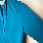Country Sophisticates Pendelton Turquoise Silky Blouse Sz 12 Blue Photo 3