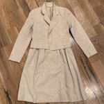 None Vintage Woman’s Beige Linen Skirt Suit Set Size 3/4 Photo 0