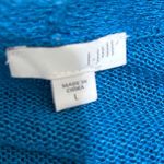 J.Jill  Women Open Front Duster Cardigan L Teal Linen Rayon Lightweight Layer Photo 5