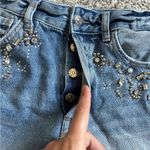 H&M π¦ & Denim High Waisted Shorts Bedazzled Jewel Beading Blue Summer Casual 8 Photo 3