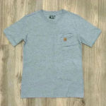 Carhartt Loose Fit Light Blue Speckled Short Sleeve Pocket T-Shirt Top Size S Photo 0