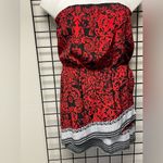 EXPRESS  Red and Black Pattern Tube Top Dress Size L Photo 2