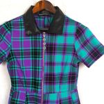 Dangerfield Grinning Tartan Zipper Dress US 4 Purple Size undefined Photo 2
