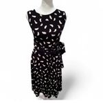 Boden Black White Sleeveless Belted Brush Stroke Ballet Knee Length Dress Size 8 Photo 6