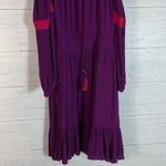 Roaman’s Roaman's Dress Size 20W Purple Crinkle Embroidered Ruffle Boatneck Long Sleeve Photo 3