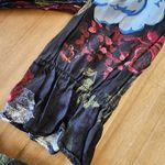 ZARA  small satin black floral long sleeve ruffle hem blouse Photo 3