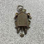 Vintage 800 Silver Cuckoo Clock Charm Pendant Bird Flowers Pendulum Photo 1
