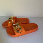 Soda Orange Slide Sandals with Gold Chain Women’s Size 6 Photo 1