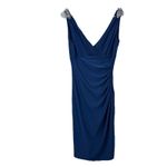 Ralph Lauren Navy Blue Ruched Sleeveless Rhinestone Stretch Sheath Dress Size 4 Photo 3