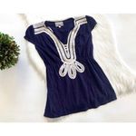 Anthropologie Womens Yoana Barashi Navy & Lace Sweetheart Top - Sz XS Photo 1