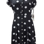 Evan Picone NWT Evan-Picone 100% Polyester Easy Does It Black/Ivory Polka Dot Dress Sz 16 Photo 0