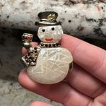 Liz Claiborne  LC Snowman Red Rhinestone Scarf Christmas Holiday Brooch Pin Photo 3