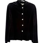 Blair Black Velvet Cropped Button Front Blouse Size Small Whimsygoth Retro Witch Photo 3