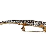 Vtg Clear & Green Rhinestones Reptile Lizard Gecko Jewelry Brooch Mint Condition Gold Photo 2