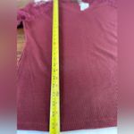 XL Women Waffle Top with Lace Sleeves Maroon NWT vneck Red Photo 8