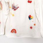 Johnny Was  Womens Whimsical Cashmere Top Size S White Embroidered‎ Boho Rainbow Photo 5