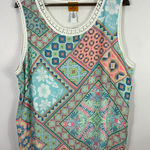 Ruby Rd Woman 2X Multicolor Geometric Patchwork Tank Top Boho Summer Resort Chic Photo 0