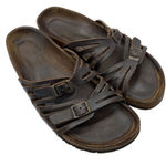 Birkenstocks Sz 38‎ US W7 Brown Leather Mayari Arizona Granada slide Sandals Y2K Photo 0
