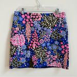 Talbots  Colorful Floral A Line Cotton Mini Skirt Women Size 10 Stretch Photo 1