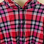 Betsey Johnson  Red Pink Plaid Fleece Velour Lounger Hoodie Dress Medium Photo 4