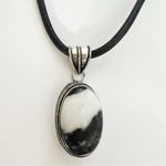 925 Sterling Silver White buffalo Turquoise Necklace Womens Gemstone Jewelry Black Photo 2