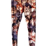 1991 INC Soft Creamy Cat Collage Stretch Leggings size large Cat Lady Brown Photo 0