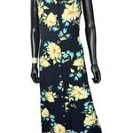 Original Island Sports Floral Sleeveless Button Down Maxi Dress Size 14 Rayon Black Photo 0