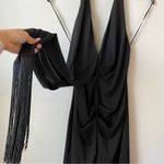 One33 Social Fringe‎ Drape Detail Mini Dress Black 10 Photo 3