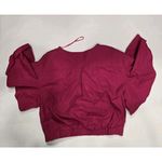 ZARA  Basic 1975 Denim Women's Pink Knot Front Flutter Sleeve Crop Top Size L Photo 1