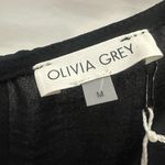 Olivia Grey Daily Look Crepe Romper Size Medium Ruched Sleeve Tie Waist Black Photo 3