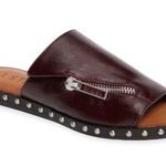 1. State  Cadwyn Burgundy Leather Zipper Studded Slide Sandal Photo 1