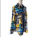 Karl Lagerfeld Blue and Yellow Geometric Shirt. MSRP $89. Size M Photo 7
